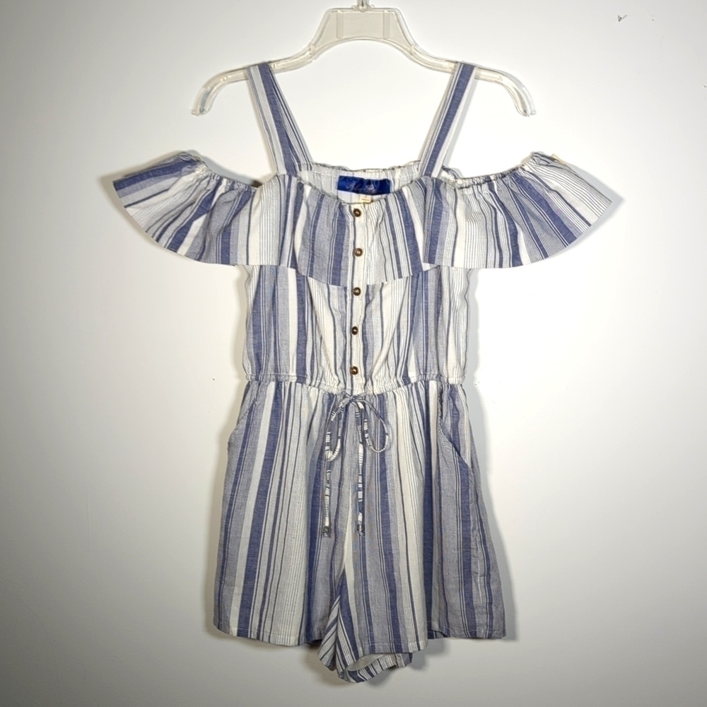 Blue Rain Off Shoulder Romper M